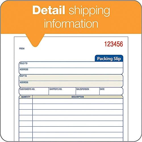 Adams Packing Slip Book, 3-Part, Carbonless, 5-9/16 x 7-5/16 Inches, 50 Sets per Pad (T5082),White/Canary/Pink