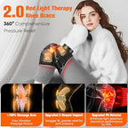 Upgraded Red Light Therapy Knee Brace - Knee Massager with 4 Vibration Areas, 660nm&850nm, Wireless Controller, Near Infrared Red Light Therapy Heated Device for Knee Elbow Shoulder Pain