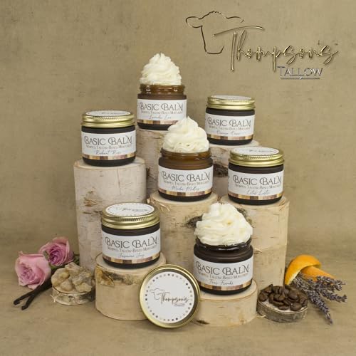 Thompson’s Tallow – Beef Tallow for Skin, 100% Grass-Fed Whipped Tallow Balm Moisturizer with Abyssinian Oil, Manuka Honey & Propolis, Herb-Infused, USA Handmade, Frankincense