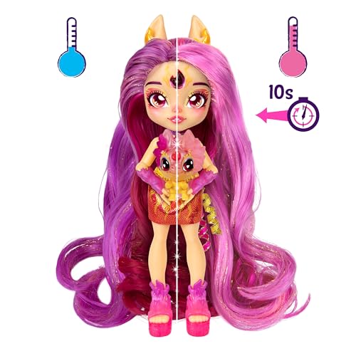 Magic Mixies Pixlings Deluxe Pack, Pippa The Firehorse, Shimmer Reveal, Create & Mix Potion That Magically Reveals 6.5" Pixling Doll Inside Potion Bottle - Exclusive Mini Mixies & 6 Hair Accessories