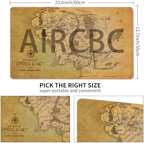 MTG Playmat Non-Slip Rubber Backing Printing Commander Board Game Desk Mat Duel Mat TCG PTCG Playmat 24x14 inches and Free Storage Bags (Middle Earth)