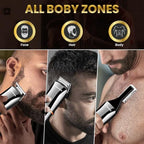 PRITECH Beard Trimmer for Men, 6 in 1 Beard Trimmer Kit, Electric Beard Trimmer with Hair, Precision, Body, Nose, Foil Razor, Grooming Kit Waterproof IPX6 (Silver)