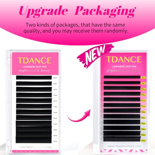 TDANCE Cashmere Easy Fan Lash Extensions 0.07mm C Curl Self Fanning Volume Lash Extensions 10mm Single Length Matte Black Lash Extensions(0.07-C,10mm)