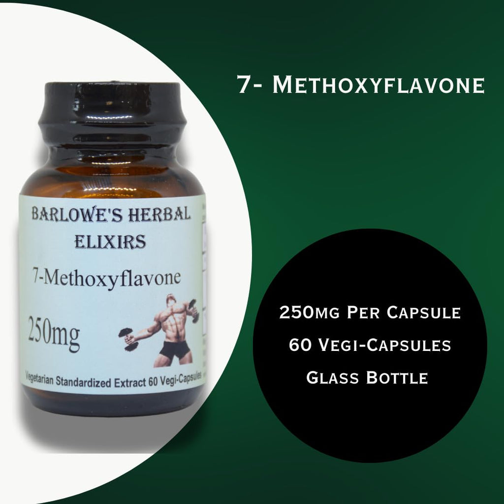 Barlowe's Herbal Elixirs 7-Methoxyflavone Extract | 250mg Per Capsule | Hormonal Balance & Vitality Support | 60 Vegan Capsules | Stearate-Free, Additive-Free, Bottled in Glass