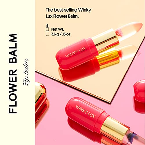 Winky Lux Flower Balm, pH Lip Balm, Color Changing Lipstick and Tinted Lip Balm Stain, Vegan & Cruelty Free Lip Balm, Hydrate & Plump, Sheer Pink Lipstick, Blue Flower