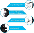 VINGLI Solar Heated Shower, 9.3 Gallon Outdoor Shower with Shower Head and Foot Shower Tap，for Outdoor Backyard Poolside Beach Pool Spa,Black (9.3 Gallon)
