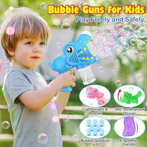 4 Pack Bubble Machine Guns - Toys for Boys Girls Ages 3-5 4-8 with 4 Bottle Solutions Kids Birthday Gift Bubble Blower for Kids Easter Toys Christmas Stocking Stuffers Valentines Outdoor Party Favors