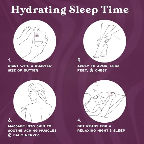 PURPLE CANYON Twilight Deep Sleep Whipped Body Butter 8oz | Lavender Chamomile Night Cream with Magnesium & Melatonin | Hydrating Body Lotion for Skin Care