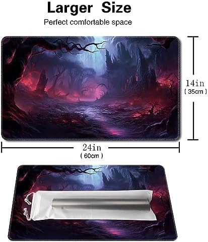 MTG Playmat Size 24x14in Free Storage Bags Non-Slip Backing Printing, Ideal for Card Game Enthusiasts TCG Playmat (No with Zone,Crimson Forest)