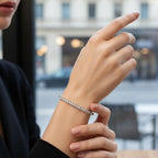 Gemsme 18K White Gold Plated 3.0mm Cubic Zirconia Classic Tennis Bracelet 6.5 Inch