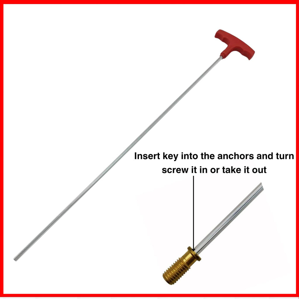 30 inches Extra Long Heavy Duty Swimming Pool Safety Cover Installation, Removal Rod Tool Plus Anchor Hex Key - Rod with Hex Key Combo