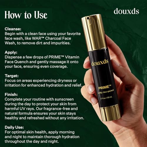 douxds PRIME™ Vitamin Quench Face Cream, Hydrating Face Cream Smooth Skin, Radiant Glow in Men's Skincare, Smooth Skin Repair, Contains Aloe Vera, Face Moisturizer