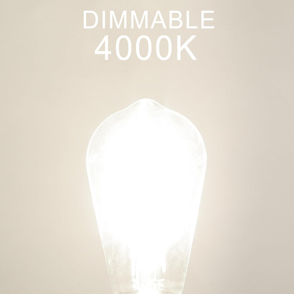 GvvooHome Dimmable LED Edison Bulb, E26 Light Bulb 60 watt Equivalent, Soft White 2700K, ST58 Vintage Light Bulbs, 90+ CRI, E26 Medium Base, Clear Glass, 4 Pack