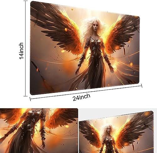 MTG Playmat Size 24x14in Free Storage Bags Non-Slip Backing, Ideal for Card Game Enthusiasts TCG Playmat (Blaze Angel-No Deck)