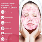 IREV Pack of 10 Pink Rose O2 Bubble Face Masks Skincare - Spa Gifts for Women - Bubble Face Sheet Mask Cleaner Foaming Purifying Facial Mask for Acne and Pores Moisturizing Beauty Sheet Masks