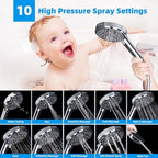 Hibbent All Metal 10'' Dual Filtered Rainfall Shower Head Combo, High Pressure Handheld Shower Head with 16'' Adjustable Arc Extension Arm, 20 Stage Shower Filter, 10-spray, 71'' Shower Hose, Chrome