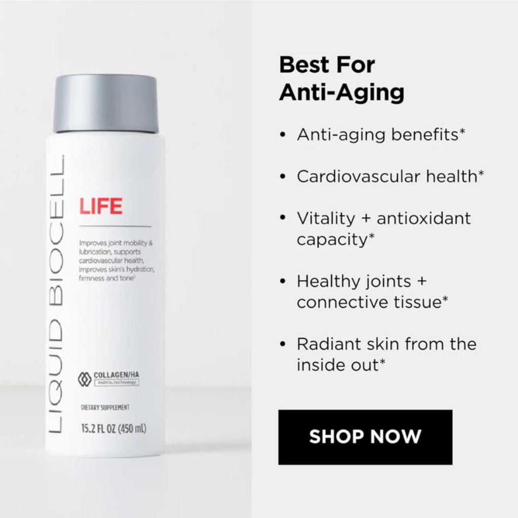 Liquid BioCell Life Liquid Collagen Supplement with Hyaluronic Acid and Type II Collagen - Anti-Aging Drink - 450 mL / 15.2 fl oz with Measuring Table Spoon