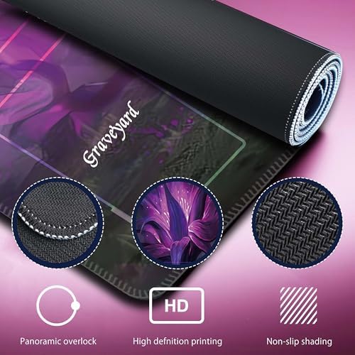 MTG Playmat Includes with 20 Damage Counters and Professional Storage Bag 24*14 and Edge-Locking Waterproof and Non-Slip Mat (Lotus 3)