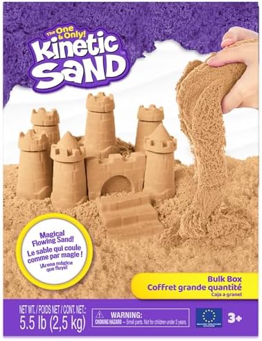 Kinetic Sand, 5.5lbs (2.5kg) Natural Brown Play Sand, Bulk Box for Arts and Crafts, Sandbox (Packaging May Vary), Moldable Sensory Toys, Ages 3 and up
