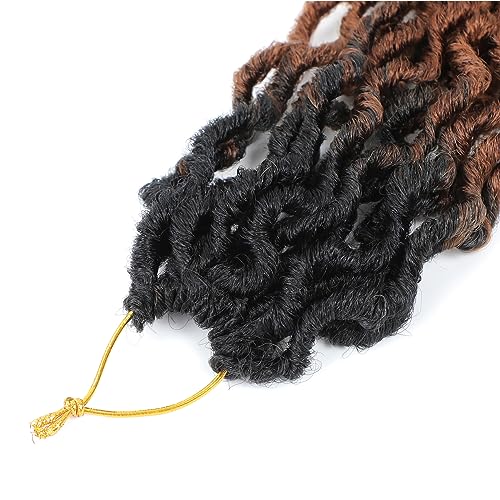 Karida Goddess Locs Crochet Hair 14 Inch, 8 Packs Faux Locs Crochet Hair for Black Women, Pre Looped Crochet Faux Locs With Curly Ends (14 Inch (Pack of 8), 1B/4/30#)