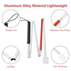 Watris Veiyi Blinder Folding Cane, Collapsible Walking Stick with Red Reflective Tape, Anti-Slip Blind Cane for The Blind and Visually Impaired People, 53.1in(135cm)