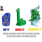 Le Glue Temporary Glue - Compatible with Legos - Non-Permanent Clear Adhesive for Plastic Building Blocks - No Messy Break-Ups - Non-Toxic Formula - Created for Kids, by a Kid