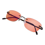 BRADDELL OPTICS FL-41 Rose Tinted Migraine Light Sensitivity Rimless Glasses for Fluorescent LED Glare, Photophobia and Eye Strain (Medium Large)