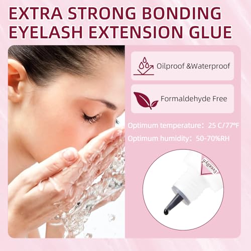 Lash Extension Glue 5ml, Eyelash Extension Glue, 2-3s Drying Time, Retention up to 7-8 Weeks, Power Extreme Waterproof for Professional Use Only