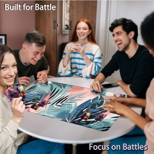 MTG Playmat for Magic TCG - Rubber Play Mat With Smooth Surface, Trading Card Inked Mat With Zones, Battle Game, Leaf Puzzle - Tabletop Card Playmats
