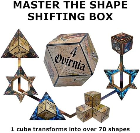 SHASHIBO Shape Shifting Box - Award-Winning Fidget Toy w/ 36 Rare Earth Magnets - Fidget Cube Transforms Into Over 70 Shapes, Sensory Toy Gift for Kids, Teens, and Adults (Tales of Ovirnia)