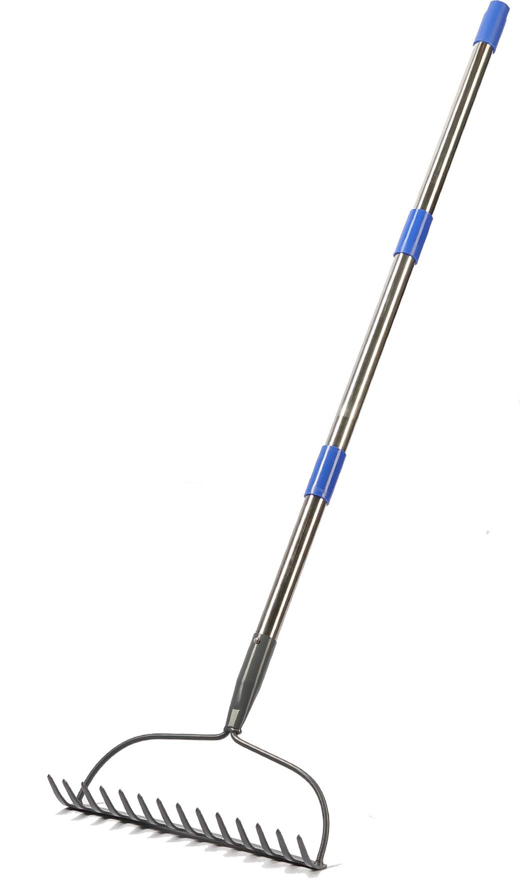 Garden Rake, 5 FT Metal Rake for Lawns Level Head Rakes with Stainless Steel Handle for Loosening Soil
