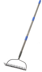 Garden Rake, 5 FT Metal Rake for Lawns Level Head Rakes with Stainless Steel Handle for Loosening Soil