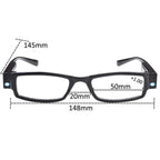 DuanMei Reading Glasses with Light Bright LED Readers with Lights Reading Glasses Lighted Magnifier Nighttime Reader Compact Full Frame Eyewear Unisex Clear Vision Lighted Eye Glasses,+2.5