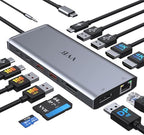 USB C Laptop Docking Station Dual Monitor HDMI for Dell/Lenovo/HP Laptop 14 in 1 USB C Hub Multiport Adapter Dongle Dock USB C to 2 HDMI 4K+DisplayPort+Ethernet+4USB+2USB C+100W PD Charger+SD/TF+Audio