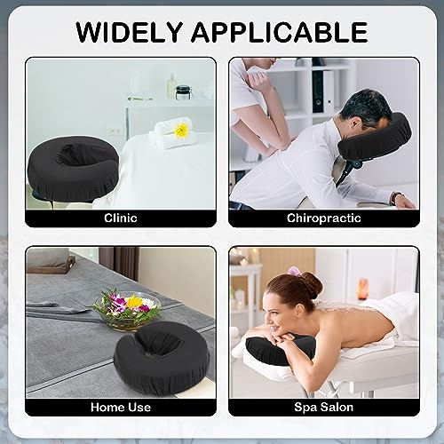 24 Pcs Face Cradle Covers for Massage Table Microfiber Reusable Soft Thicker Massage Table Head Rest Covers Bulk Oil Proof Headrest Cradle Sheets for Spa Beauty Salons (Black)