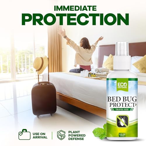 Eco Defense Bed Bug Spray Travel Size - TSA Approved 3 oz – Travel Essentials for Hotel, Cruise, Vacations - with Natural Essential Oils