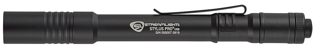 Streamlight 66134 Stylus Pro USB 350-Lumen Rechargeable White LED Pen Light for Inspectors, Law Enforcement, and Everyday Use with USB Cable, and Nylon Holster, Black
