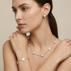 SHINYY Four Leaf Clover Choker Necklace for Women | 18K Gold Plated Lucky 4 Leaf Jewelry | Trendy Gifts (Set, White Gold)