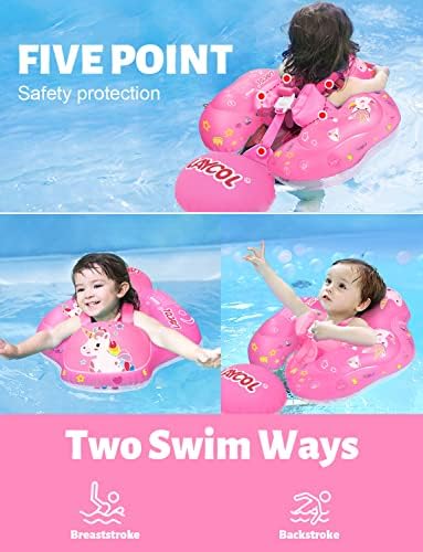 LAYCOL Baby Swimming Float Inflatable Baby Pool Float Ring with Sun Protection Canopy,add Tail no flip Over for Age of 3-36 Months