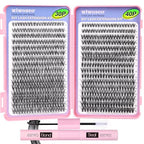 640Pcs Lash Extension Kit, DIY Eyelash Extension Kit Cluster Curl Individual Lashes with Lash Bond and Seal, Tweezers DIY Eyelash Extension Kit for Self Application At Home(30p+40p 8-15MM)