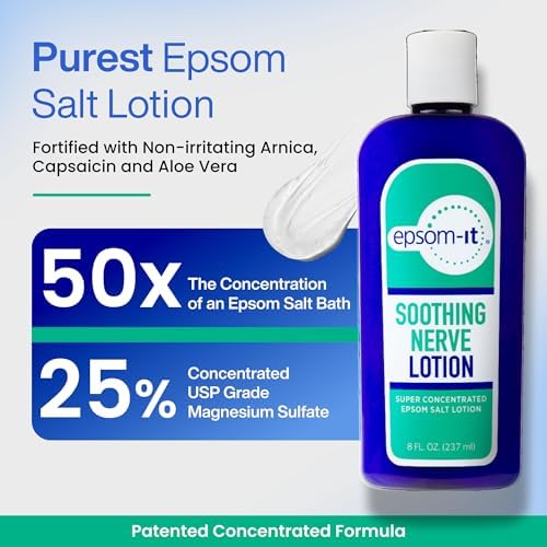 Epsom-It Soothing Nerve Lotion - Epsom Salt Magnesium Lotion, Topical Magnesium Cream with Capsaicin & Arnica for Muscle and Leg Discomfort Helping Better Sleep, 8.0 oz.