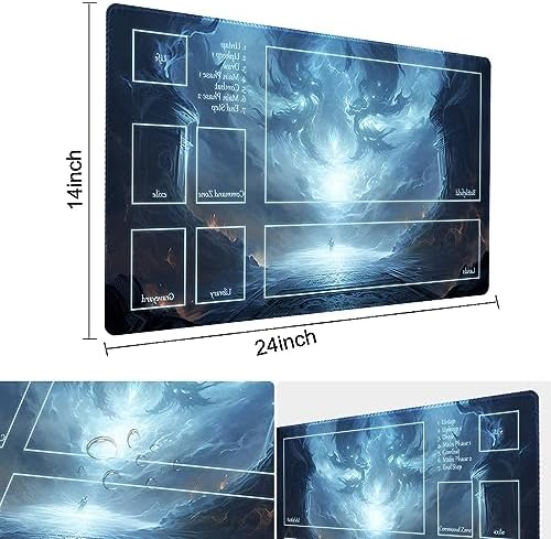 MTG Playmat Size 24x14in Free Storage Bags Non-Slip Backing Printing, Ideal for Card Game Enthusiasts TCG Playmat (with Zone,Battle)