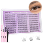 ALICE Natural Lash Clusters Kit Clear Band Wispy Lash Extension Kit Cluster Eyelash Extension Kit 162pcs C Curl 11-13mm Individual Lashes with Lash Glue Bond and Seal and Tweezers DIY at Home