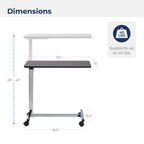 Drive Medical 13003 Non Tilt Top Overbed Table with Wheels, Chrome