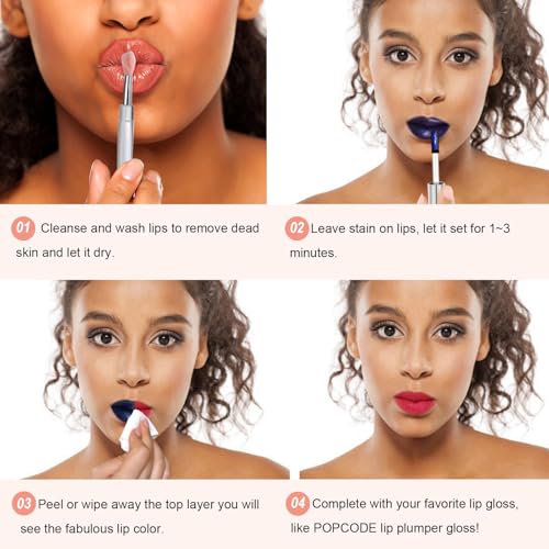 Peel Off Lip Stain - Long Lasting, Transfer Proof and Waterproof Tattoo Lip Tint, Matte Finish Lip Stain Peel Off, Infused with Vitamin E & Algin & Hydroxyacetophenone, #002 Coral