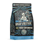 Bones Coffee Company High Voltage Flavored Coffee Beans, Medium Roast Ground Coffee Low Acid, Highly Caffeinated Coffee (12 oz)