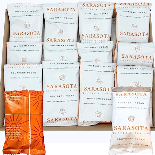 Sarasota Coffee Ground Packets | Gourmet Flavored Medium Roast Bulk Coffee Packs | Southern Texas Butter Pecan | Low Acid Mold Free Individual Pouches for 12 Cup Coffee Maker | 2 Ounce Bags, 36 Count