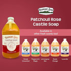 Vermont Castile Soap Patchouli Rose, Gentle Liquid Soap for Sensitive Skin & Natural Body Wash, Organic Hair Shampoo for Oily Hair, Aloe Castile Soap for Men & Women - 64 Oz