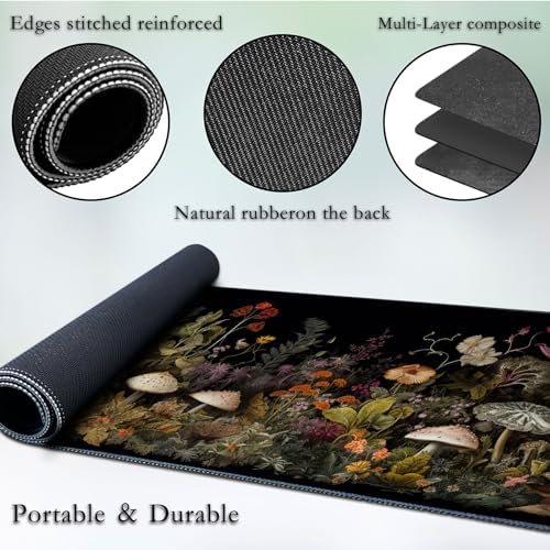 for MTG Game Playmat, for Magic TCG Rubber Play mat,Tabletop Card Playmats with Smooth Surface,Trading Card Inked Game Mat,Battle Game,Wildflower Mushroom
