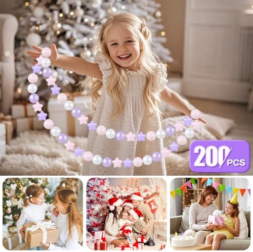 GOGOSO Balls for Ball Pit - Plastic Ball for Toddlers 1-3, Baby Kids Ball Pool Decoration 50 100 200 300 500 1000 (A Purple+Pink+White+Clear, 200 Balls)